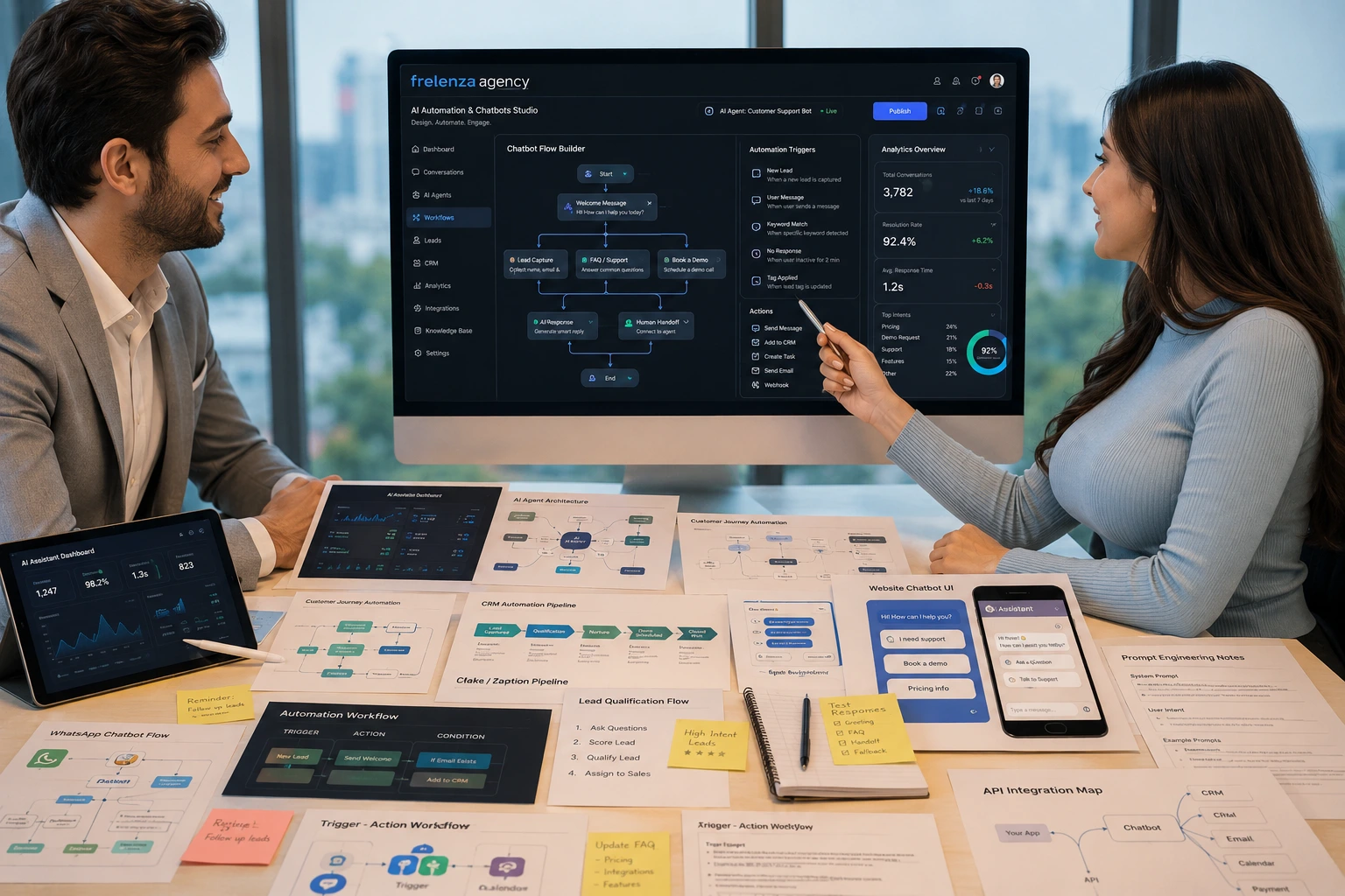 Frelenza AI automation and chatbot services visual.